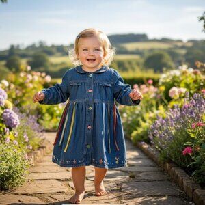 Catimini Denim Jean Dress with  Embroidered Details 18 Months (81 cm)